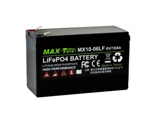 高校鋰電池| 磷酸鋰鐵電池 | Efficient Lithium Battery  Maxtela 6V 10Ah LiFePO4 Battery MX10-06LF